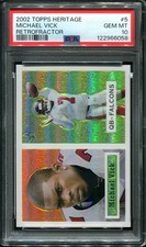 2002 Michael Vick PSA 10 Topps Heritage RetroFractor /557 #5 Falcons POP 1