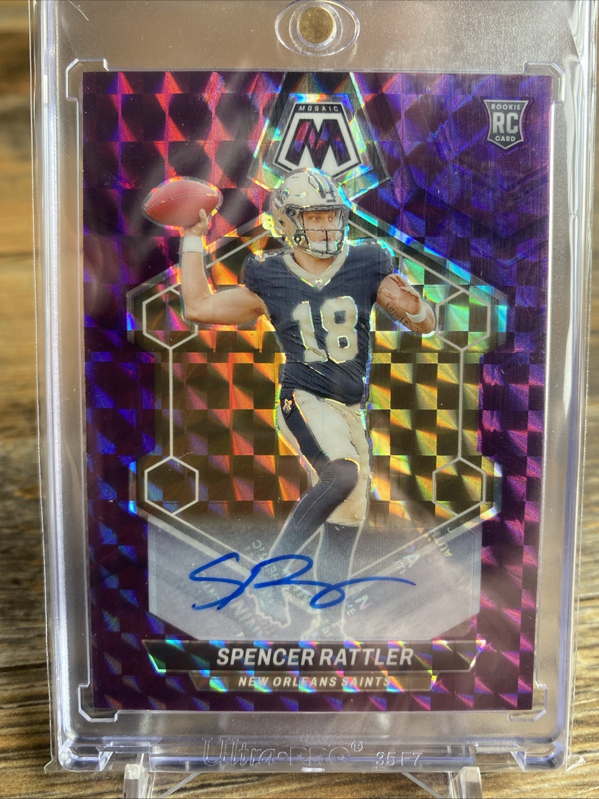2024 MOSAIC - SPENCER RATTLER ROOKIE RC AUTO No. 393 PURPLE PRIZM 02/49 SAINTS