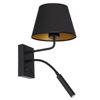 Wandlampe Stoff Schwarz Gold E27 G9 Schalter Lesearm Blendarm Wandleuchte Flur