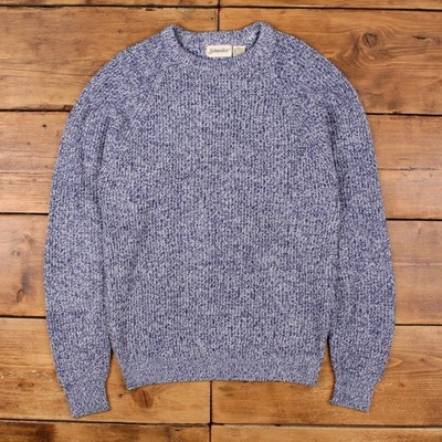 Vintage St John's Bay Pullover Pulli L Grobstrick Stehkragen blau