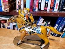 NICE 1930's  MARX TIN LITHO WIND UP ROCKING HORSE WITH COWBOY