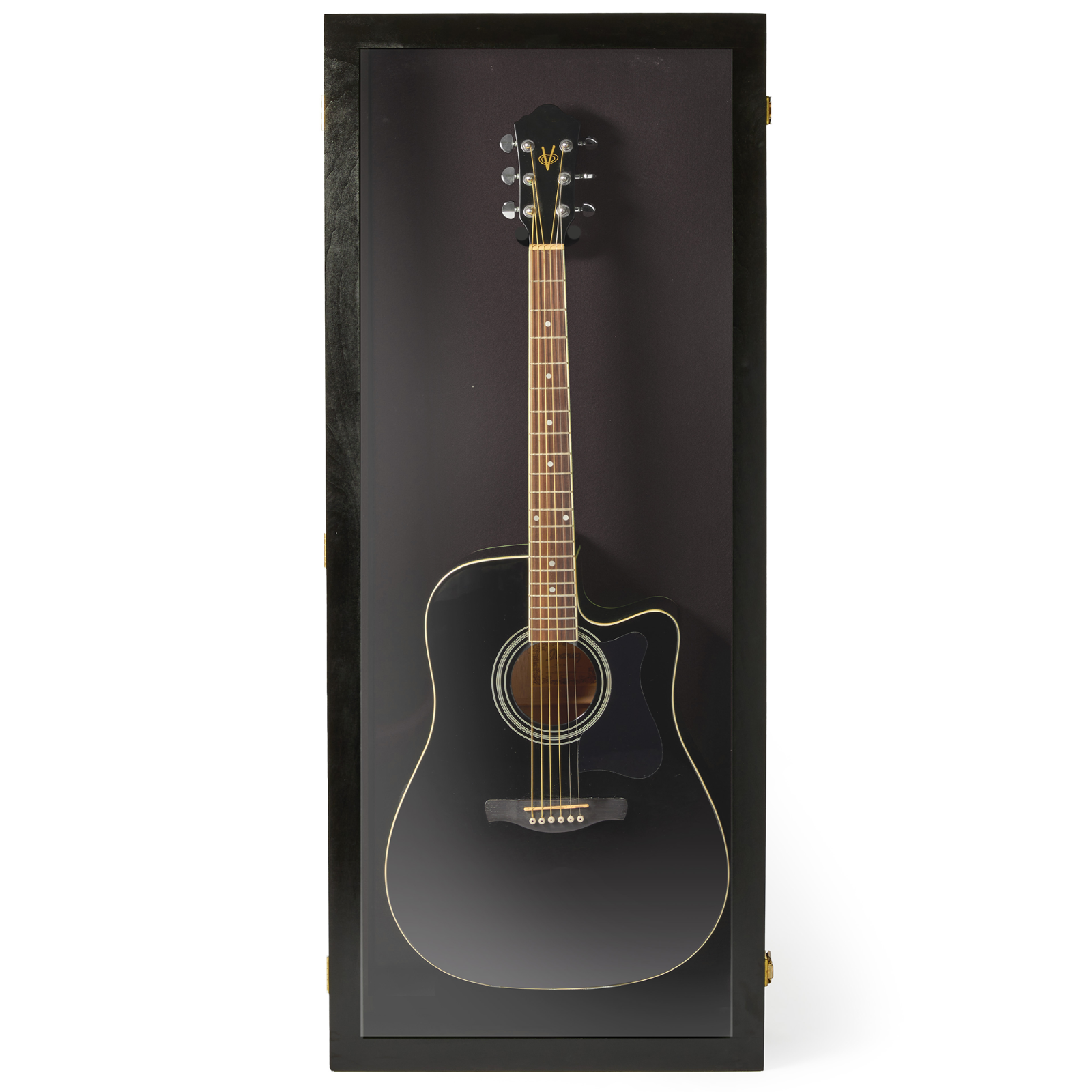 Black Finish Acoustic Guitar Display Case Hardwood Guitar display case