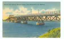 PORTSMOUTH,NEW HAMPSHIRE-GEN. JOHN SULLIVAN MEM. BRIDGE-DOVER,NH-LINEN-(NH-P#2)