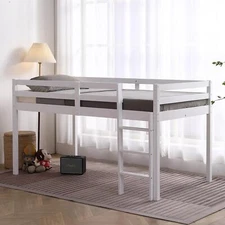 Twin Low Loft Bed Solid Wood Twin Size Bed Frame for Kids Children Christmas Gif