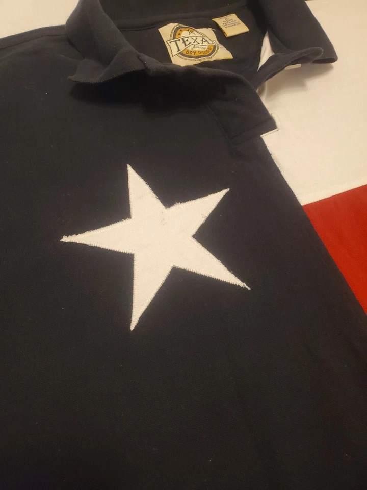 Vintage Texas Cotton Polo Shirt Mens Sz XL Texas Flag Embroidery Colorblock - Image 3 of 4