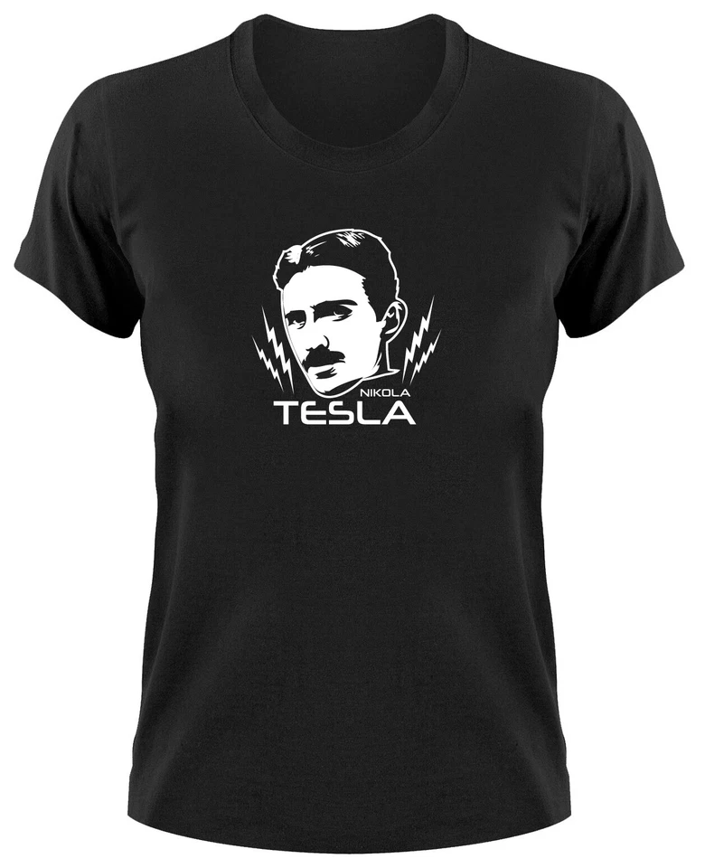 Nikola Tesla Nerd Damen T-Shirt Freie Energie Geek Erfinder Physiker Science - Bild 1 von 1