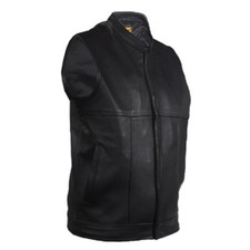 MENS RENEGADE MOTORCYCLE NAKED COWHIDE LEATHER VEST w/CONCEAL GUN POCKETS - DA85