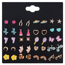 12/20 Pairs Mixed Pattern Stud Earrings Set For Women Girls Piercing Jewelry