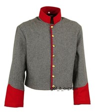 US Civil War Confederate Artillery Shell Jacket Size 34 TO 54 Red Cuff Collar