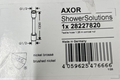 Axor 28227820 Textile Hose w/ Cylindrical&Conical Nut,Brushed Nickel