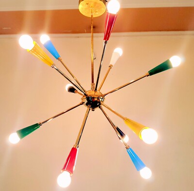 12 Arm Mid Century Painted Sputnik Chandelier Home Décor Brass Lighting 