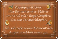 Blechschild Spruch 30X20 Cm Vogelgezwitscher Vogel Metall Deko Schild Tin Sign