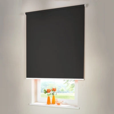 Verdunkelungsrollo Mittelzugrollo Springrollo Rollo - Höhe 180 cm dunkelgrau - Bild 1 von 3