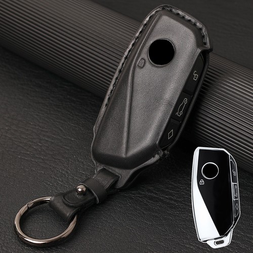 LEATHER Key Fob Case For 2023 2024 BMW 7 X7 X5 X1 Remote Accessories Cover Chain - Picture 10 of 14