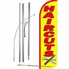 Haircuts Flag Flutter Feather Banner Swooper Extra Wide Windless Bundle Kit