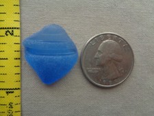 PURE BEACH SEA GLASS SURF TUMBLED CORNFLOWER LT BLUE NECK LIP FROSTED PENDANT S1