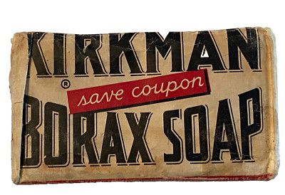 Vintage 1940 s KIRKMAN BORAX Soap Bar UNUSED NEW NOS Coupon COLGATE Flakes Ad