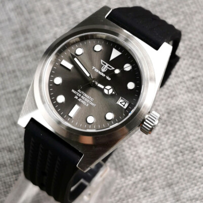 Top 38mm Tandorio Gray dial Sapphire Glass NH35 PT5000 Automatic Dive Mens Watch