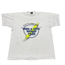 VTG IRAQ & ROLL WORLD TOUR 90/91 U.S. Armed Forces Persian Gulf XL White T-Shirt