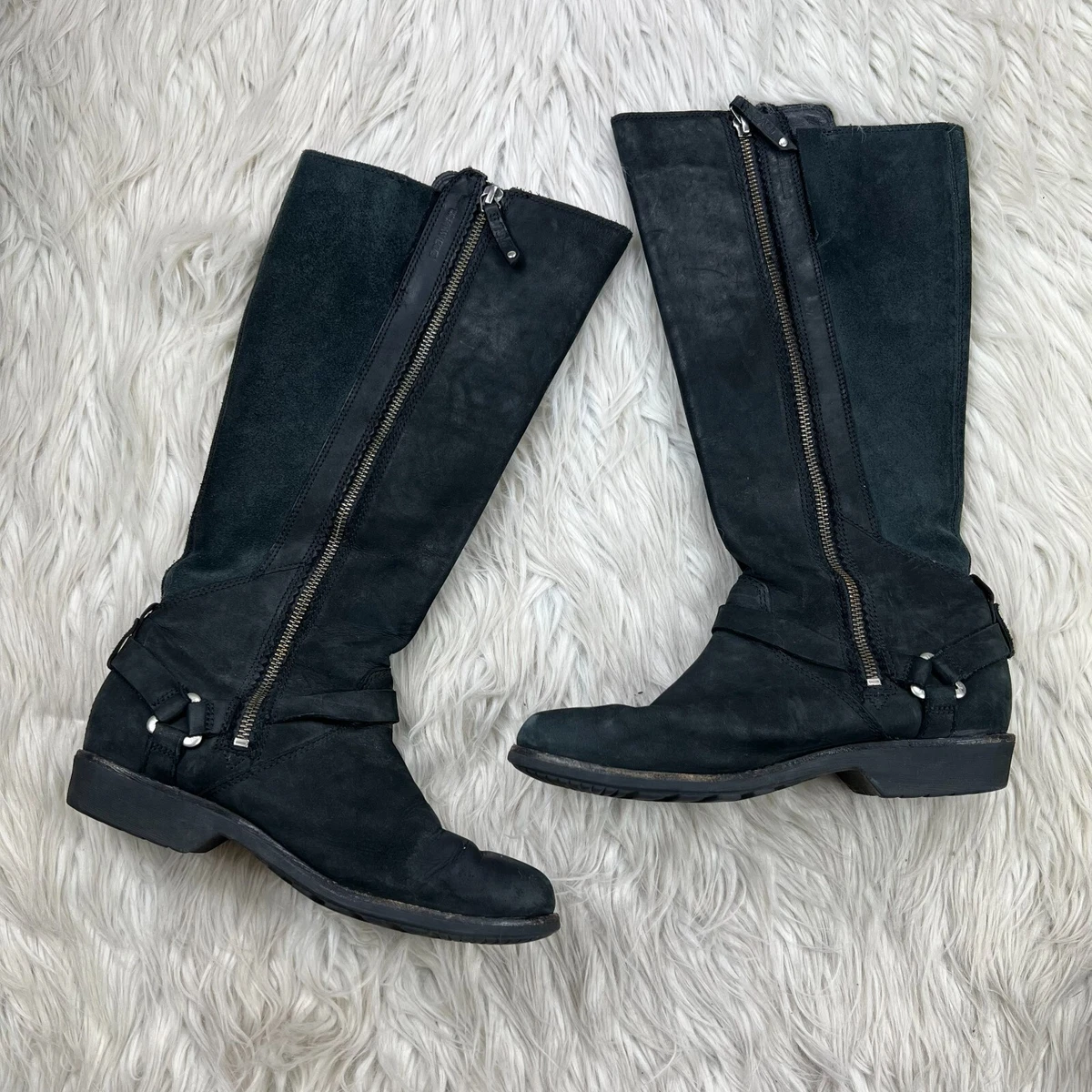 Teva Women s 7 Black Leather De La Vina Dos Tall Boots Waterproof