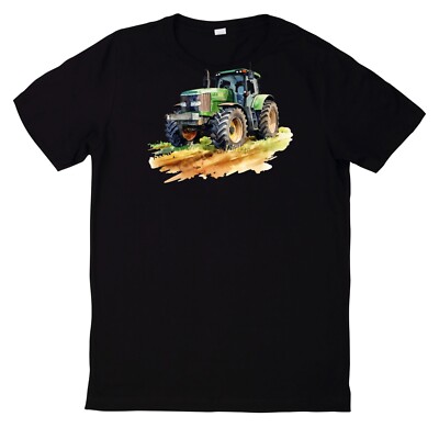 Farming Watercolour Tractor Motif T-Shirt