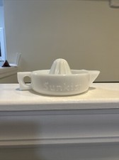 Vintage Sunkist White Milk Glass Reamer Juicer, Art Deco Handle MADE IN USA