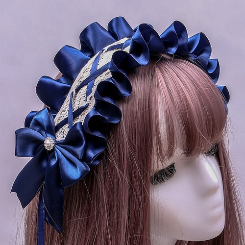 Girls Lolita Hairband Japanese Headdress Cosplay Cute Maid Bow Headbands Gothic - Picture 6 of 26