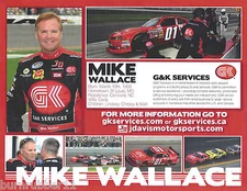2013 MIKE WALLACE "G&K SERVICES" CAMARO #01 NASCAR NATIONWIDE SERIES POSTCARD