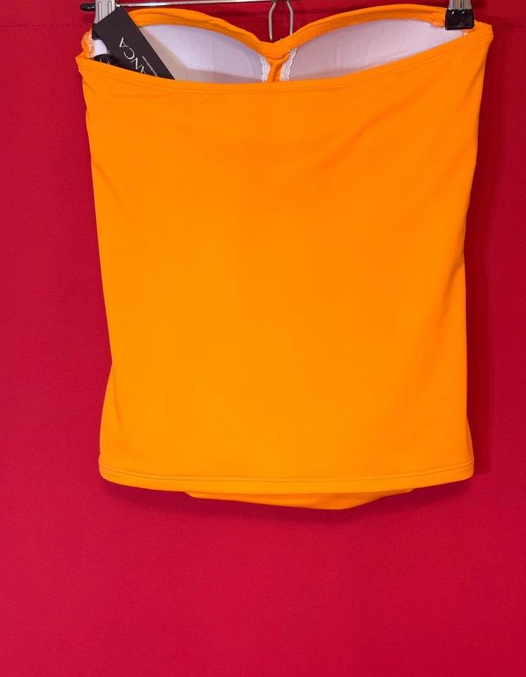 NWT $93 Sz Small US 4 ❤️ La Blanca Womens Bright Orange Fitted Tankini Top - Image 4 of 4
