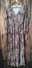 ASOS Animal Print Crinkle Long Sleeve Dress Size 10