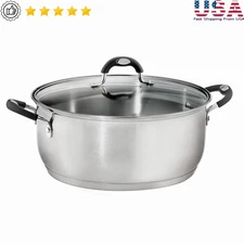 Gourmet Stainless Steel Dutch Oven 9Qt Induction Compatible Cooking Pot W/ Lid
