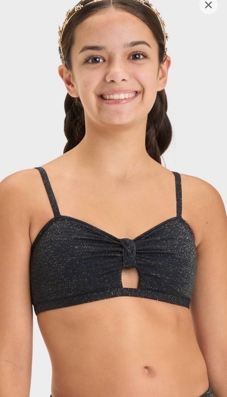 NWT Girls Seaside Shine Bikini Top Sz XL (14) By Art Class UPF50+ Adjustable 