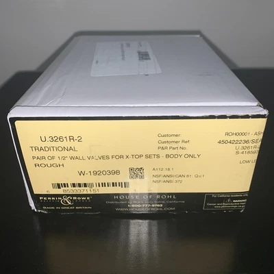 PERRIN AND ROWE Perrin & Rowe U.3261R-2 Pair Of 1/2" Rough In Valve for Wall Mount For X-Top