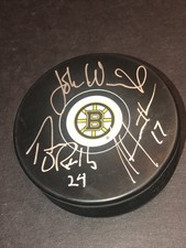 JSA AUTOGRAPHED TERRY O'REILLY - STAN JONATHAN - JOHN WENSINK SIGNED BRUINS PUCK