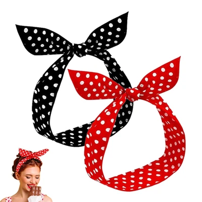 2 Stück Polka Runde Haarband, Rockabilly Accessoires Damen, Rockabilly Haarschmu
