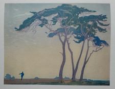 SOWER SOWING SEEDS PINES VERPILLEUX Vintage Print of a Woodblock C1927
