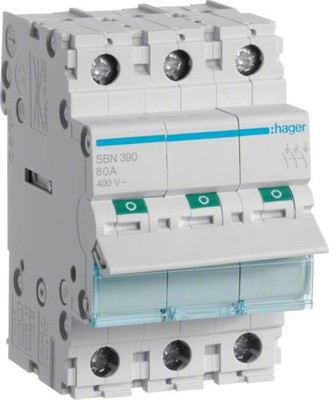 Hager SBN390. Nennstrom: 100 A, Spulenspannung (max): 440 V. Modu