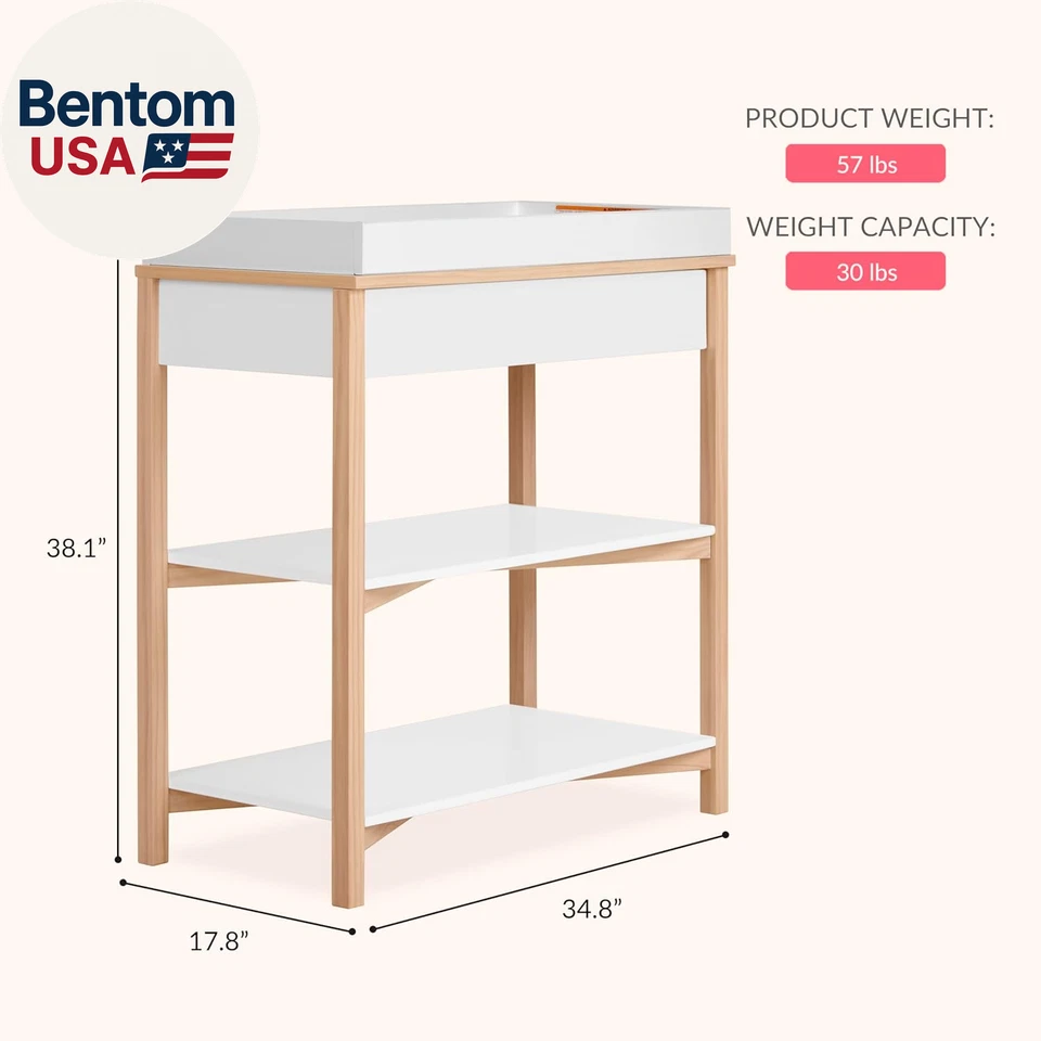 Cambiador Owen Baby, Bandeja Cambiadora Extraíble, Amplio Cajón de Almacenamiento Superior, Foto 3 de 4