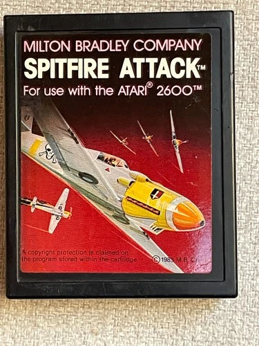 RARE VINTAGE MILTON BRADLEY ATARI 2600 SPITFIRE ATTACK VIDEO GAME CARTRIDGE NM