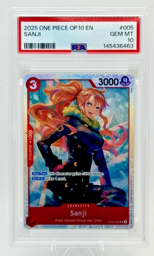 2025 ONE PIECE SANJI OP10-ROYAL BLOOD #005 PSA 10 ENGLISH