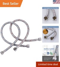72-Inch Faucet Hose Connects Kitchen Bathroom Sink to Water Supply, Stainless...