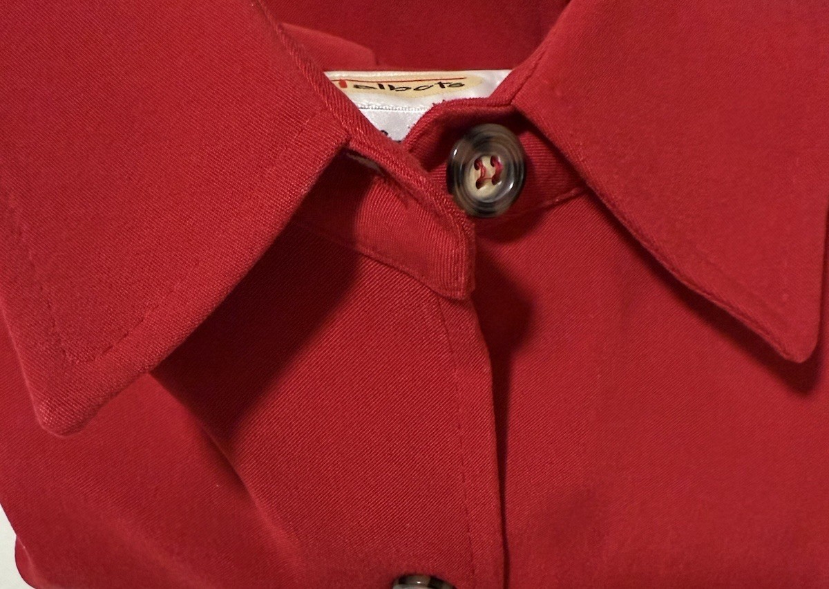 Talbots Red Button Up Stretch Collard Jacket Wome… - image 9