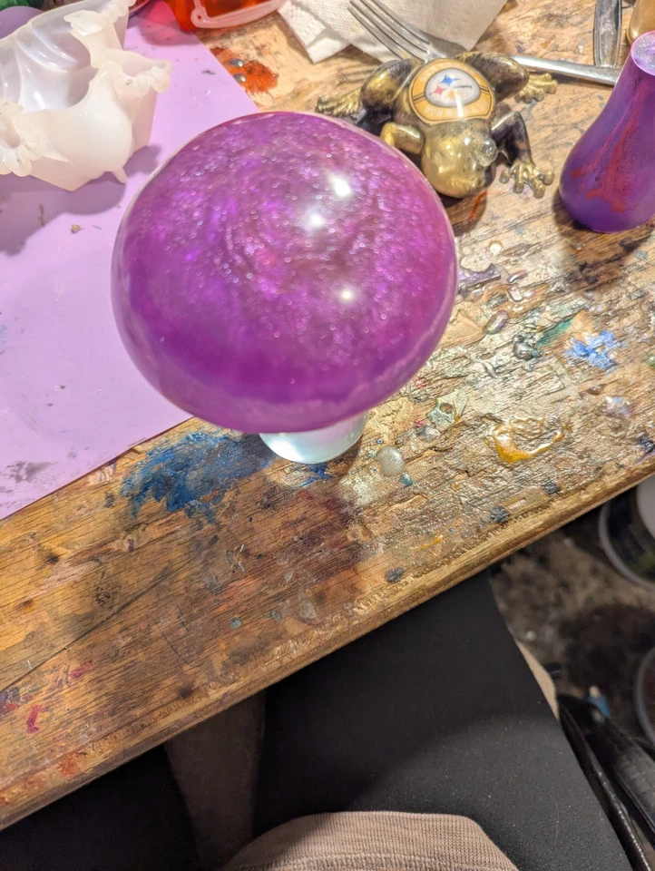 Seta grande de resina púrpura única hecha a mano Foto 4 de 4