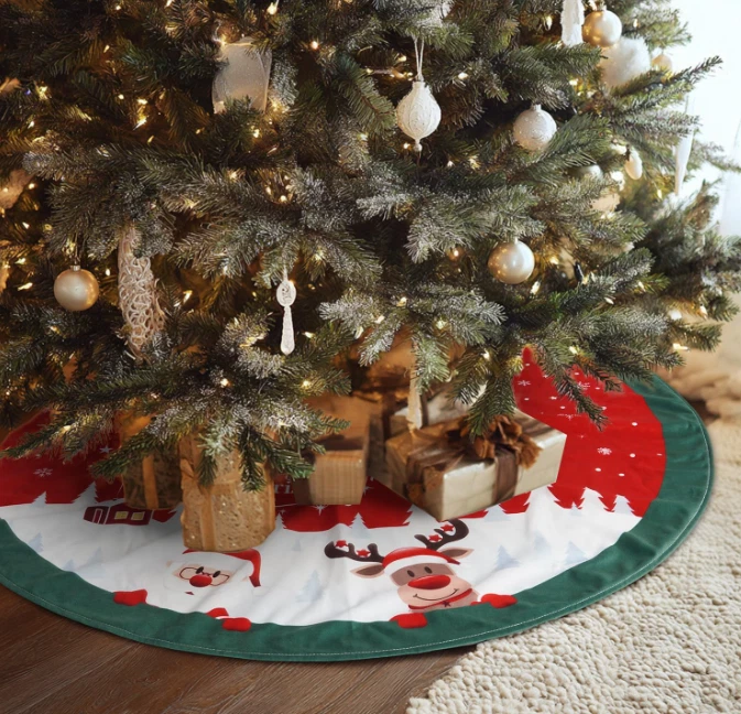 Christmas Tree Skirt Red and Green Tree Skirt Ornaments Soft Plush Christmas Tre - Image 2 of 4