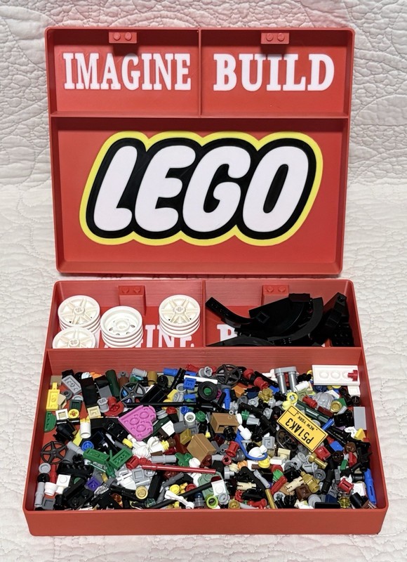 LEGO Inspired 3d made Sorting Tray with Lid, includes a free brick buddy.