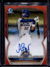 2023 Bowman Alex Ramirez Chrome Prospect Auto Orange Shimmer Refractor #/25 Mets