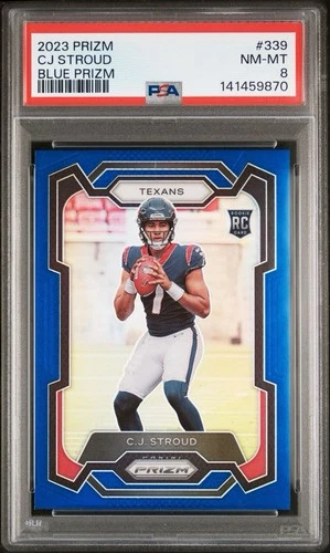 2023 Panini Prizm CJ Stroud Blue Prizm Rookie RC PSA 8 #339 Rare - 24 PSA copies