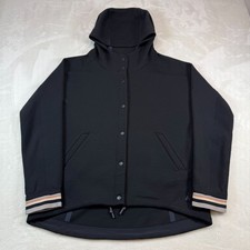 Aether Hooded Black Snap-Front Jacket Striped...