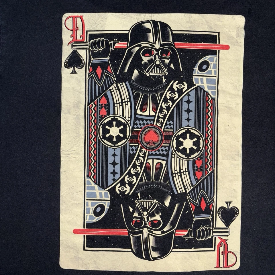 Camiseta para hombre Star Wars XL Darth Vader King of Spades tarjeta gráfica algodón negro Foto 3 de 4