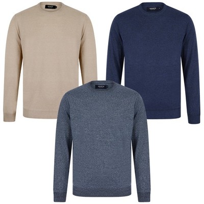 Herren Rundhals Pullover Birdseye Strick Piqué Pulli Sweater Langarm Oberteil